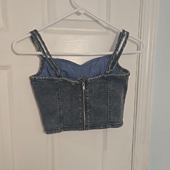 Blue Sleeveless Bustier Tank Top - Picture 6 of 6